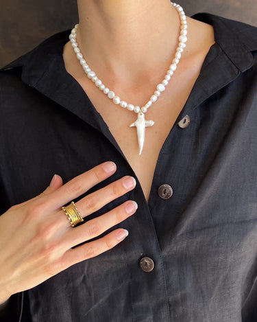 Celestia Cross Pearl Necklace – Natural Freshwater Pearls